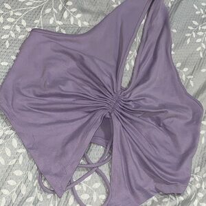 Rue21 Lavender One-Shoulder Crop Top with Twisted Knot